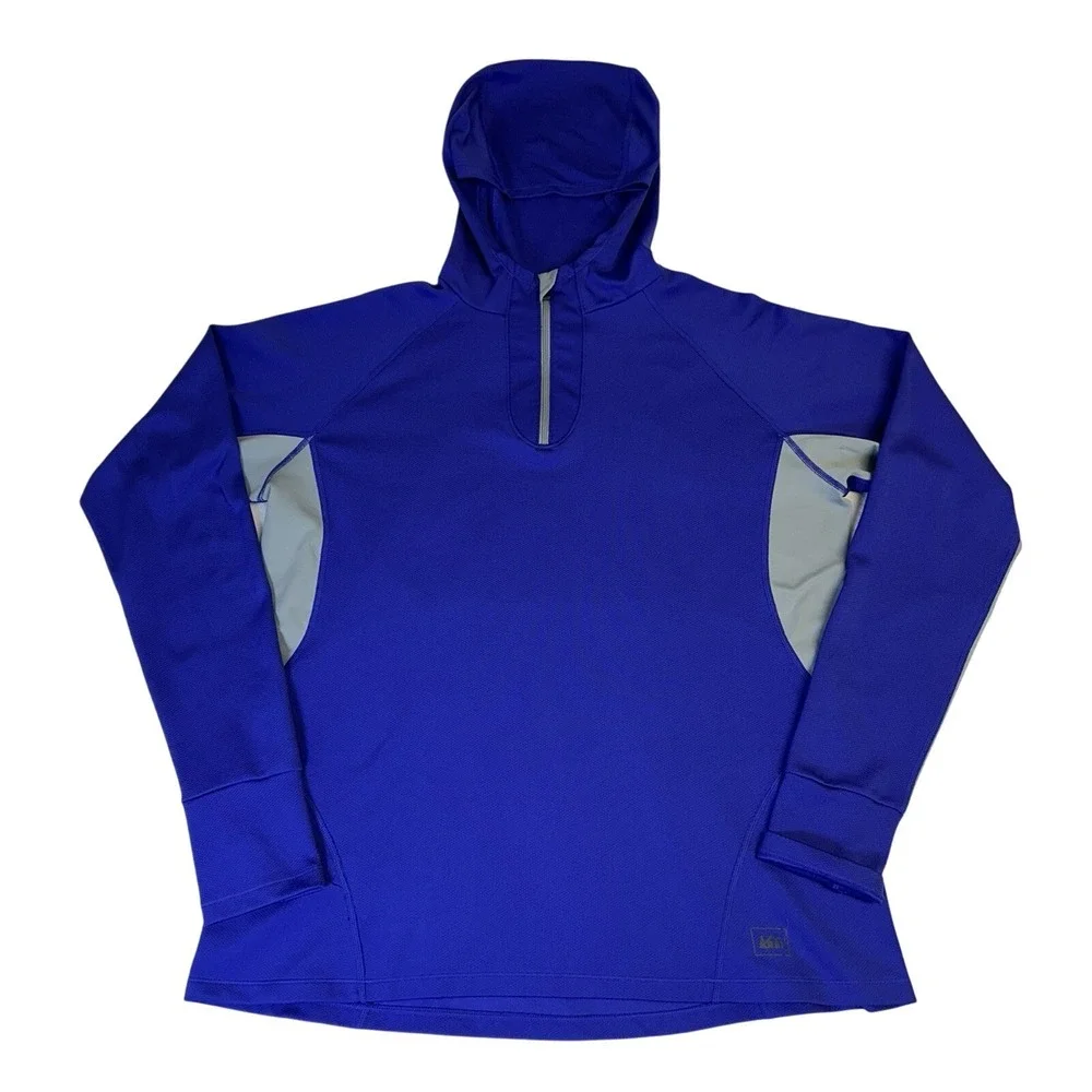 REI Co‎ Op Women's Quarter Zip Hooded Top Layer Size Large Outdoors Hiking Run